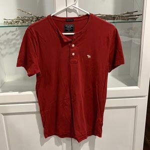 Abercrombie & Fitch Red Short Sleeve Button Up Tee